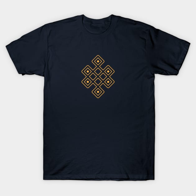 Tibetan Endless Knot - Gold T-Shirt by footloosefabric